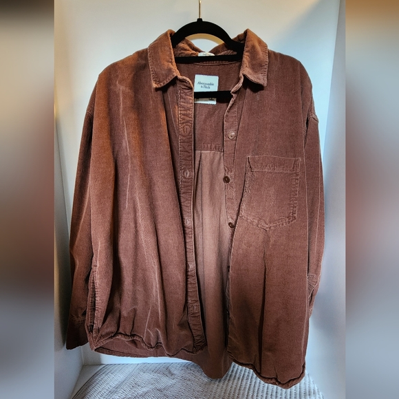Abercrombie & Fitch Oversized Corduroy Button-up Brown, Large - Picture 4 of 6